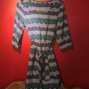 Blue and Green dress.